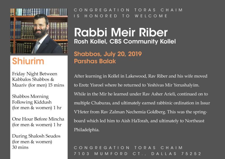 Shabbaton with Rav Meir Riber