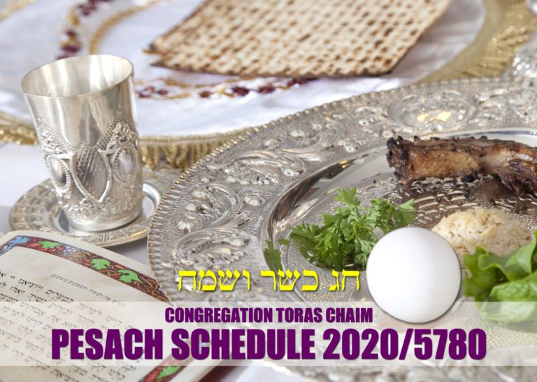 Pesach Schedule 5780 / 2020