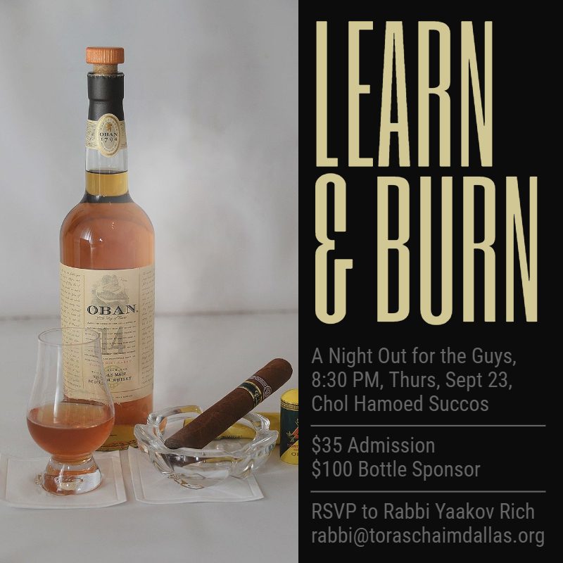 Learn & Burn in the Succah: A Night Out for the Guys 