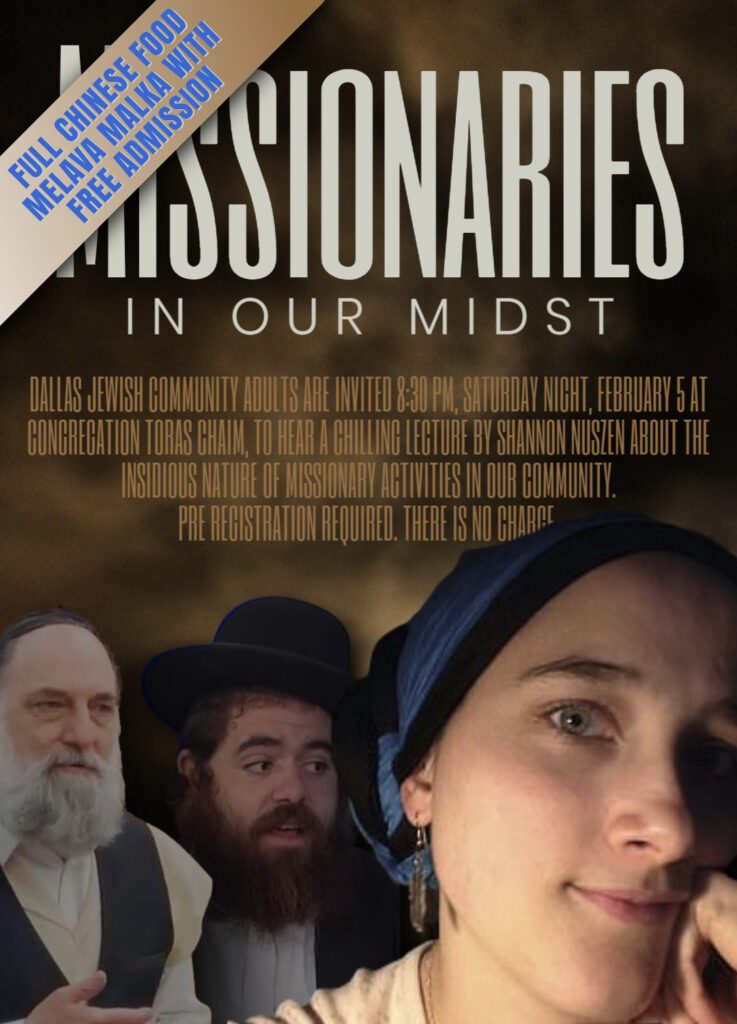 Full Chinese Food Melava Malka with Free Admission: Missionaries in Our Midst