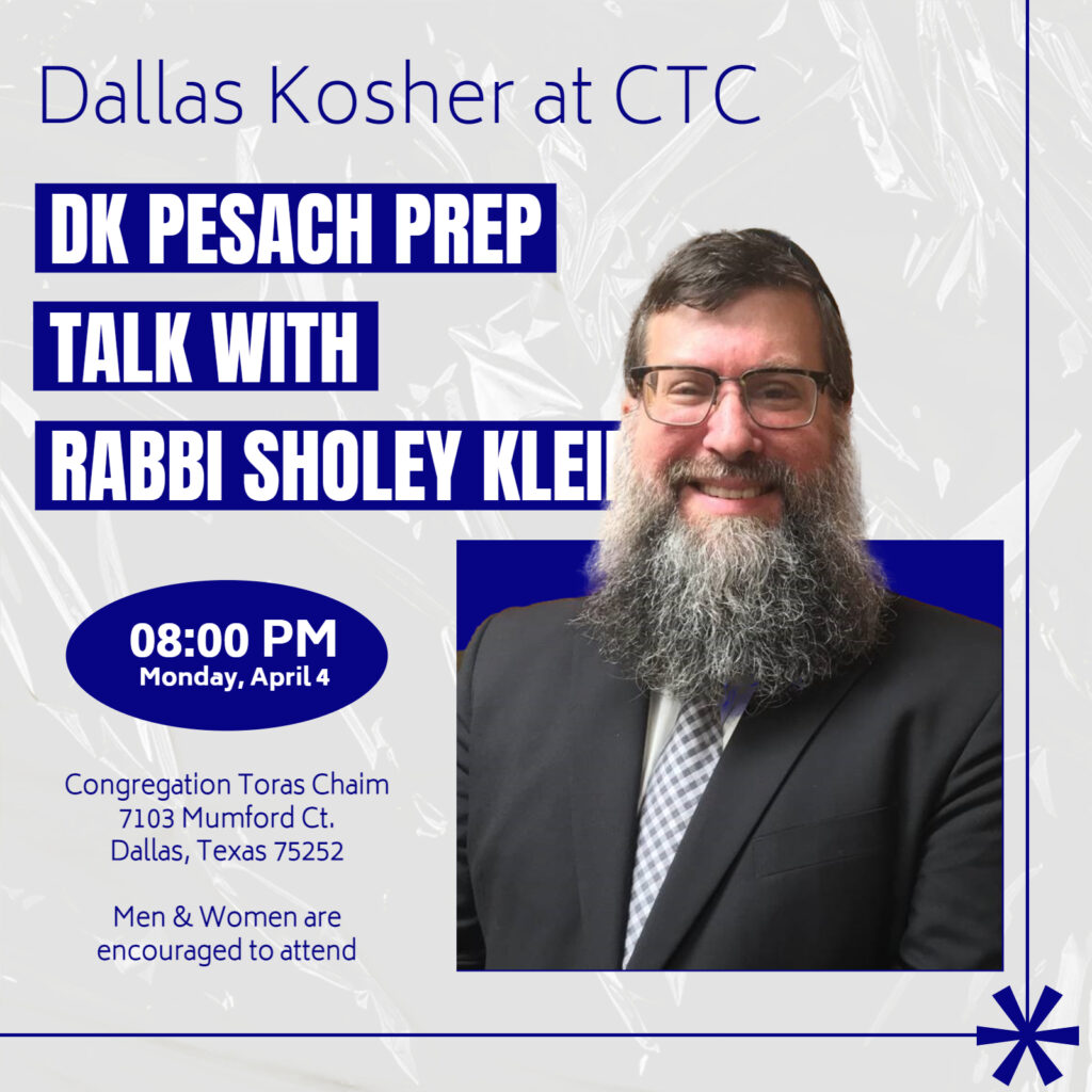 DK Pesach Prep Talk at CTC with Rabbi Sholey Klein 