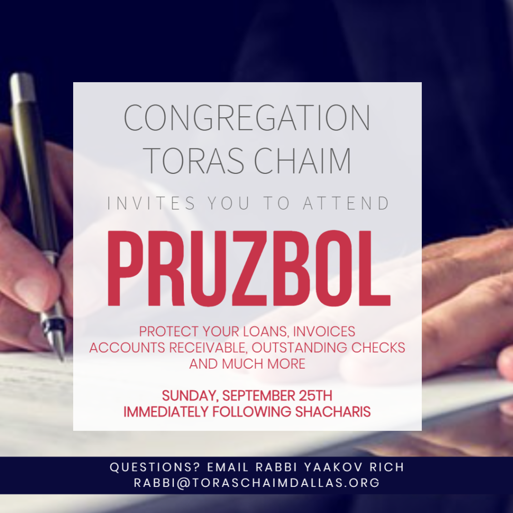 Congregation Toras Chaim Invites You to Attend – Pruzbol
