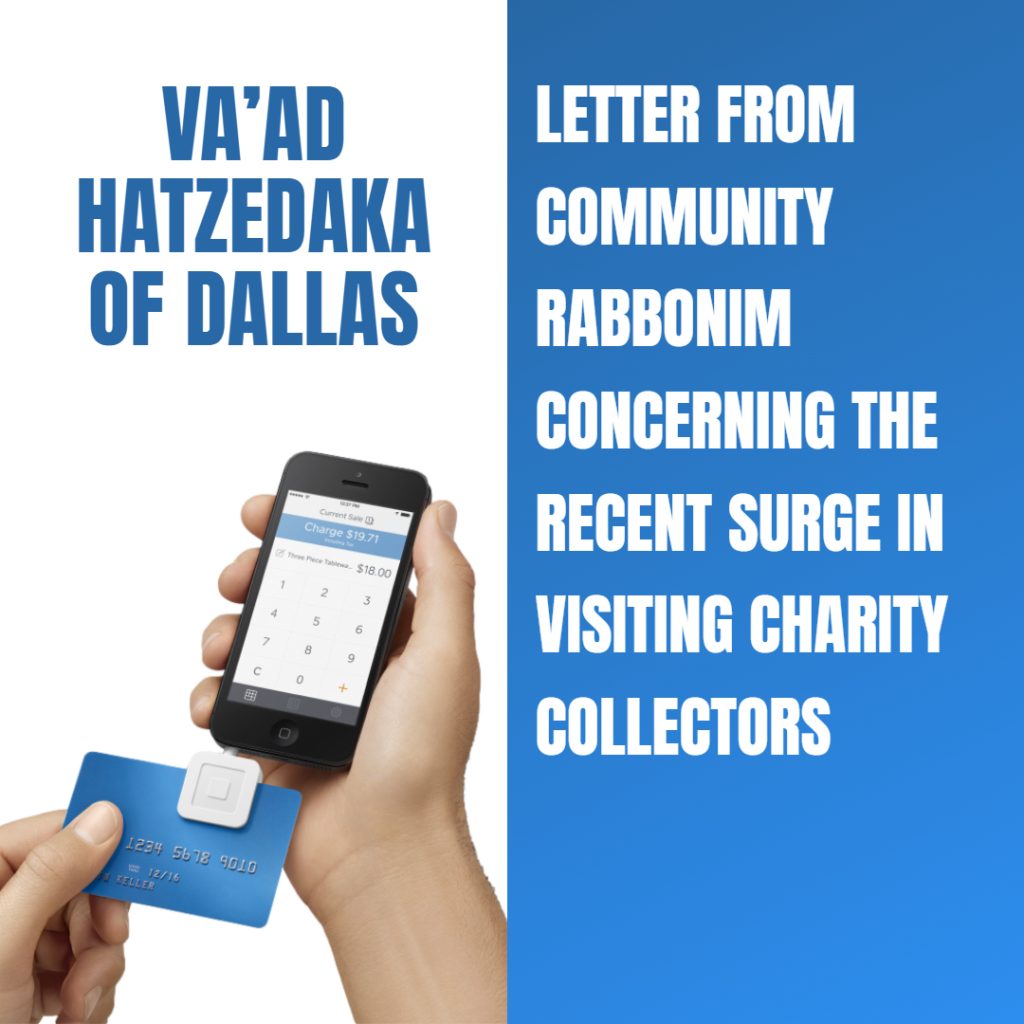 Letter from Community Rabbonim concerning recent surge in visiting charity collectors