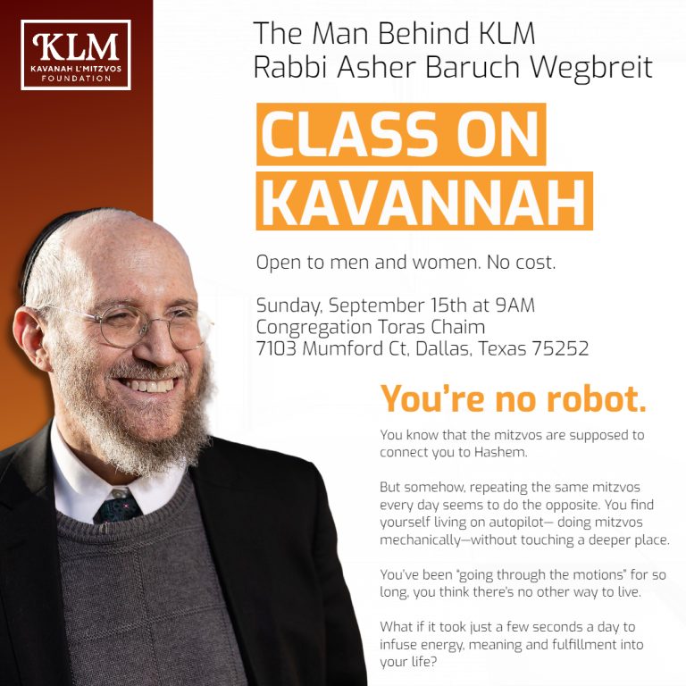 The Man Behind KLM – Rabbi Asher Baruch Wegbreit: Class on Kavannah – for men and women