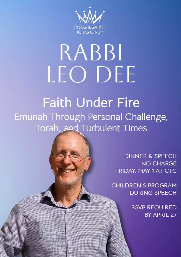 Rabbi Leo Dee: Dinner & Speech, Fri, May 1